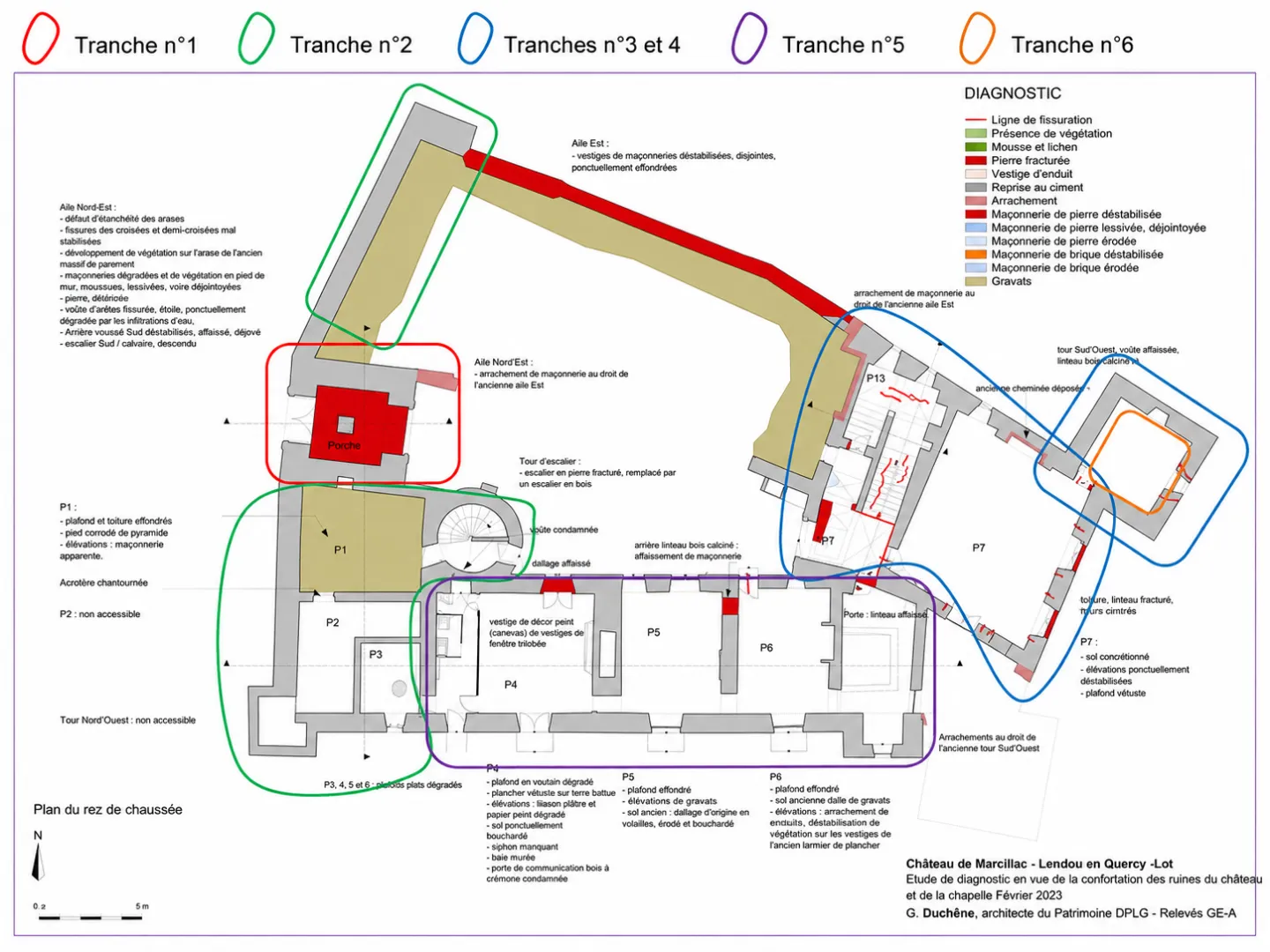 Plan de phasage des travaux de restauration — Château de Marcillac